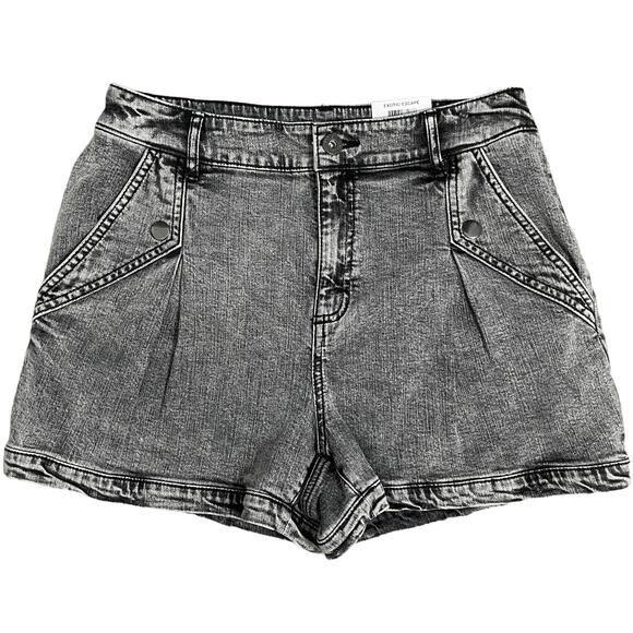 INC Women's Denim High Rise Acid Wash Jean Shorts - Black - Size 4 27 - $70 - Picture 1 of 10